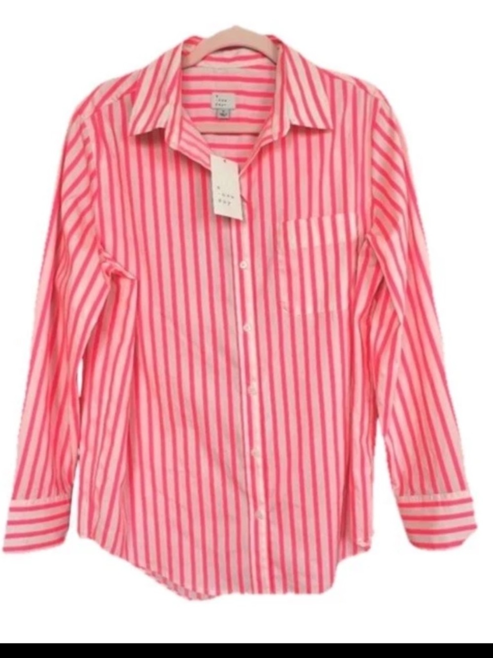 NEW a new day Pink & White Vertical Stripe Button-Down Shirt